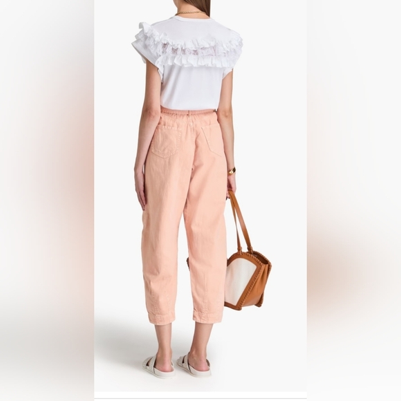 Zimmermann Cropped High-Rise Tapered Peach Jeans Size 0 - Picture 2 of 15